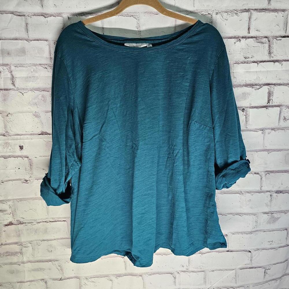 Teal Avenue Top with Roll Up Sleeve